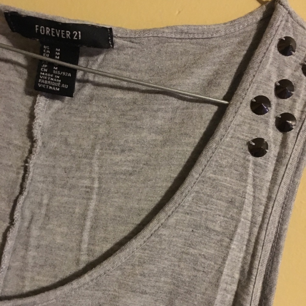 Forever 21 Grey High-Low Gold Shoulder Studded Tank Dress - Picture 3 of 3
